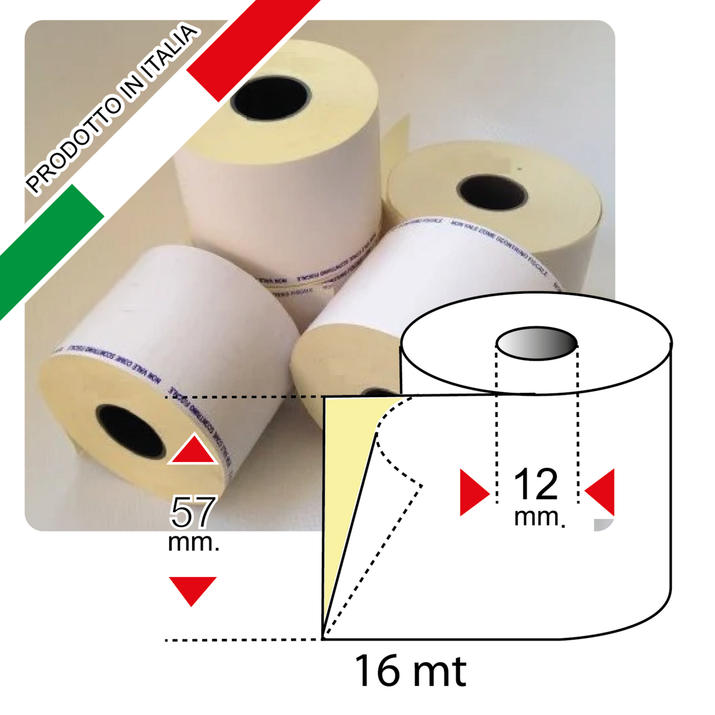 ROTOLI TERMICI ADESIVI PER BILANCIA 57x16 Ø12 (prezzo rotolo €0,75+iva)
