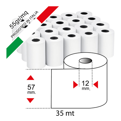 ROTOLI TERMICI CASSA 57x35mt  Ø12 ( €0,35+iva cad)